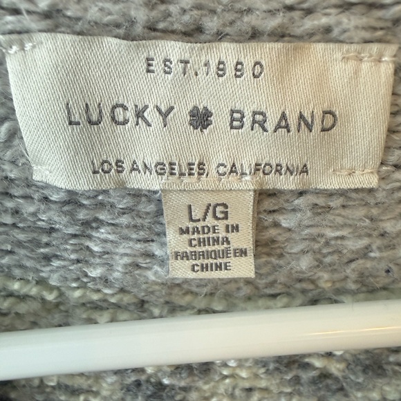 Lucky Brand Fair Isle Knit Sweater Gray Nordic Cozy Crewneck Size L - Picture 5 of 7